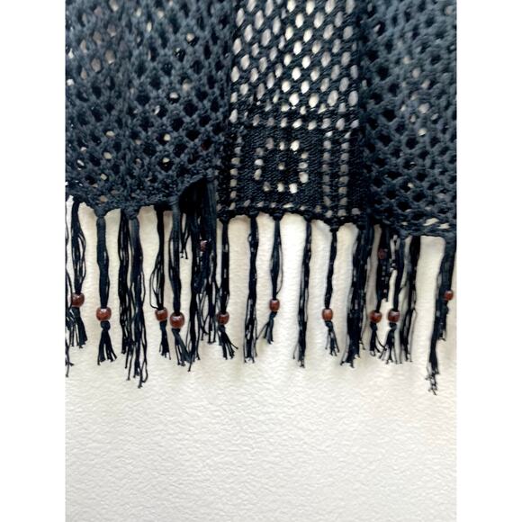 Artesia Womens Top Sz L Crochet Fringe Beaded Sheer Whimsigoth Boho Hippie Witch - Picture 7 of 13